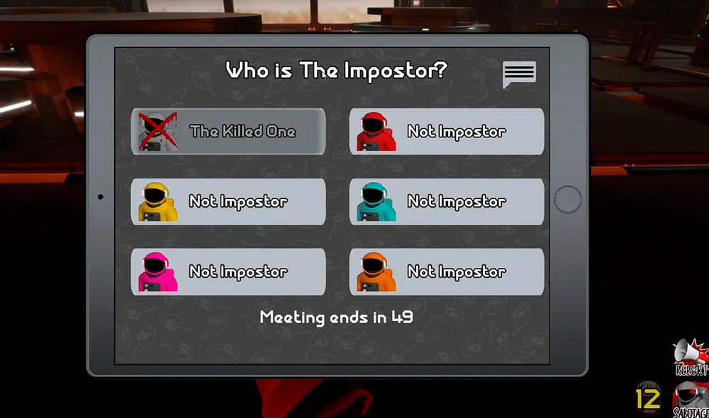 Así se vería el chat en este renovado Among Us con gráficos potentes. Foto captura: YouTube