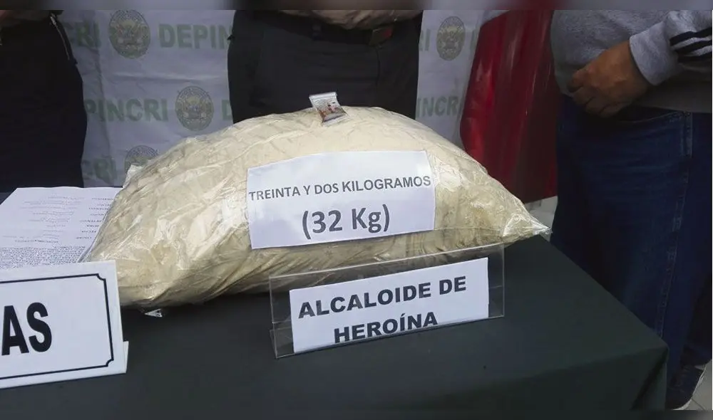 Áncash: incautan 32 kilos de heroína en Casma