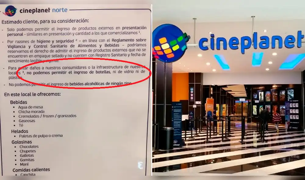 ¿Cineplanet prohibirá ingreso de botellas de plástico y de vidrio a sus salas? 