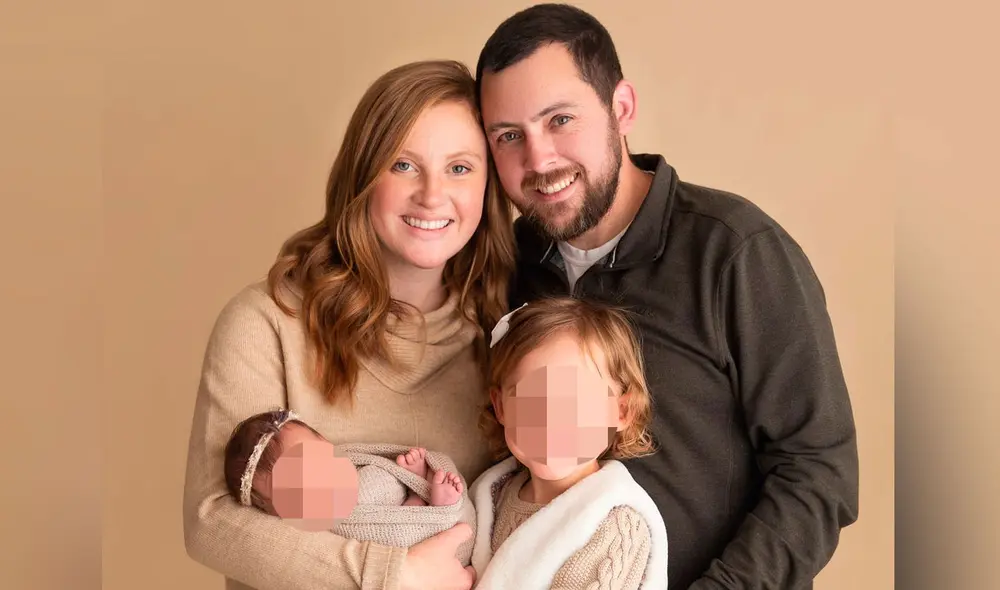 La pareja Gibson con las niñas: Molly, a la izquierda y Emma, a la derecha. Foto: cordobabn