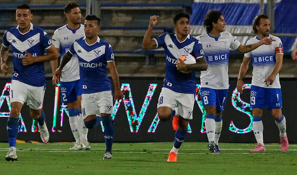 Cristian Tarragona anotó el primero de Vélez ante U. Católica por la Copa Sudamericana. Foto: EFE