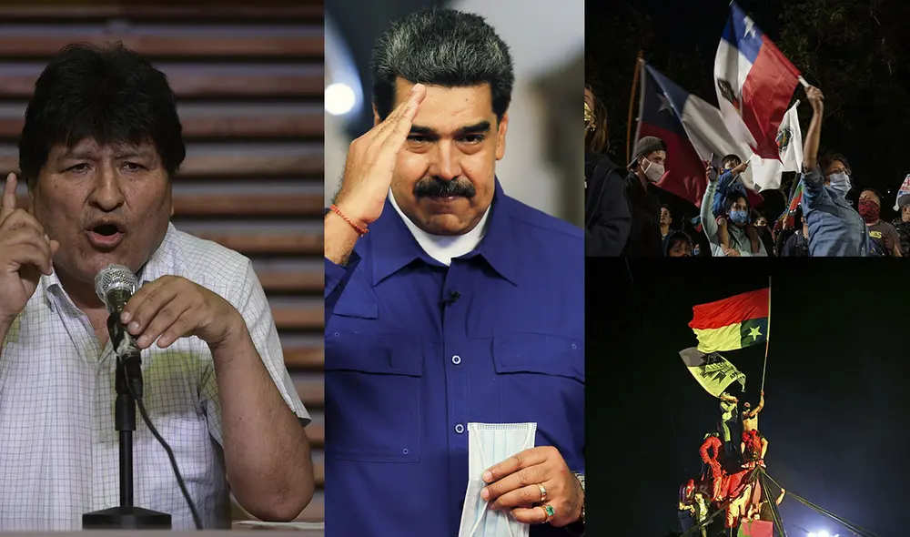 Evo Morales y Nicolás Maduro felicitan a los chilenos por histórica jornada electoral. Foto: Composición LR / AFP