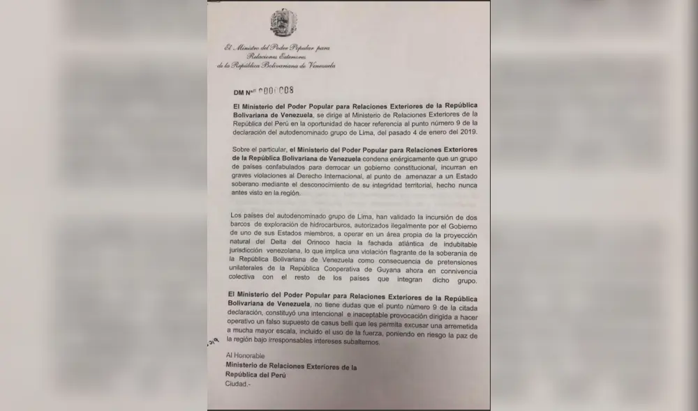 Venezuela envía carta de advertencia a Gobierno del Perú para que se rectifique en prohibición de ingresar en territorio peruano Venezuela envía carta de advertencia a Gobierno del Perú para que se rectifique en prohibición de ingresar en territorio peruano