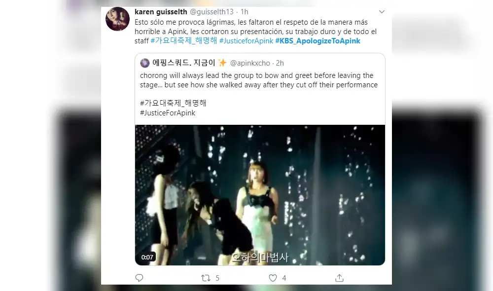 Fans denuncian malos momentos que vivió Apink en el KBS Gayo Daechukje 2019.