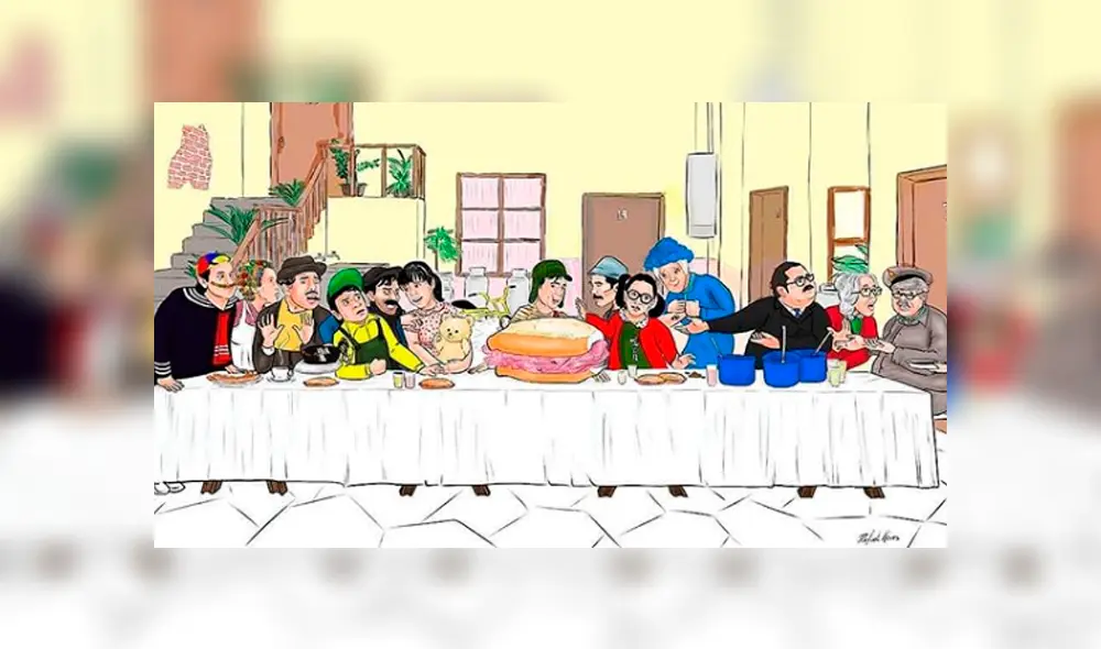 Esta es la imagen viral de Facebook de la última cena de los personajes del Chavo del 8. Esta es la imagen viral de Facebook de la última cena de los personajes del Chavo del 8.
