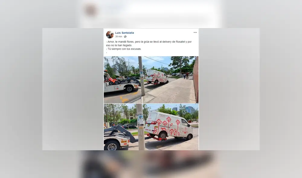 Desliza la imagen de Facebook para ver el momento exacto en que una grúa de la Municipalidad de San Isidro llevó a una camioneta de Rosatel al depósito. (Foto: Luis Santolalla)