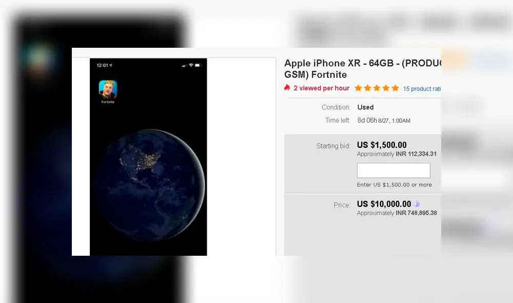 Un iPhone con Fortnite instalado ya es oficialmente una rareza y así lo traducen sus precios en eBay. Imágenes: eBay/App Store.
