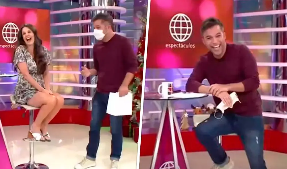 El conductor de América Hoy visitó a Rebeca Escribens, pero terminó presentando las noticias del espacio de espectáculos. Foto: captura/América TV El conductor de América Hoy visitó a Rebeca Escribens, pero terminó presentando las noticias del espacio de espectáculos. Foto: captura/América TV