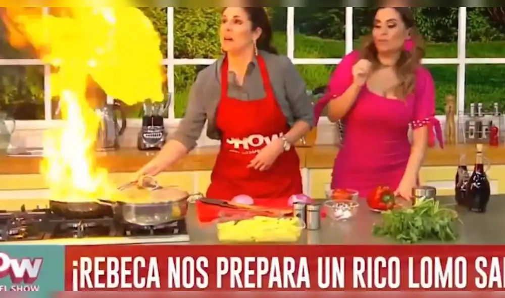 Rebeca Escribens recuerda que casi provoca incendio en América hoy hace un año. | FOTO: Captura América TV. Rebeca Escribens recuerda que casi provoca incendio en América hoy hace un año. | FOTO: Captura América TV.