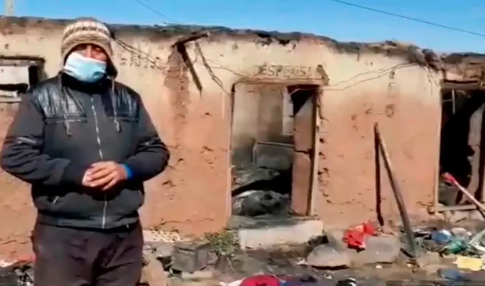 Familia de nueve integrantes, lo perdió todo en incendio. Foto: Municipalidad de Kunturkanki.