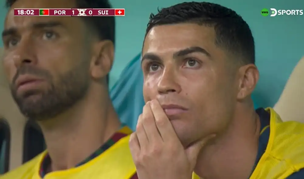 Cristiano Ronaldo es suplente en este Portugal vs. Suiza. Foto: captura de DSports