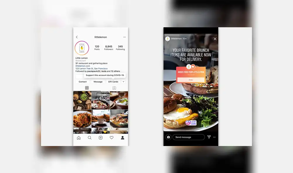 Sticker de Instagram con botón para pedir comida. Sticker de Instagram con botón para pedir comida.