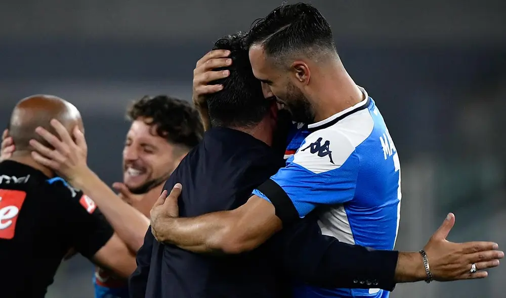 Genaro Gattuso ganó su primer título al mando del Napoli. Foto: AFP. Genaro Gattuso ganó su primer título al mando del Napoli. Foto: AFP.
