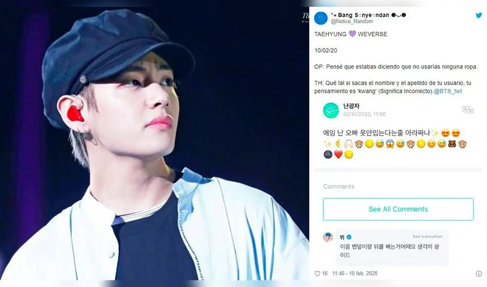 BTS: Taehyung responde a fan que le faltó el respeto en Weverse.