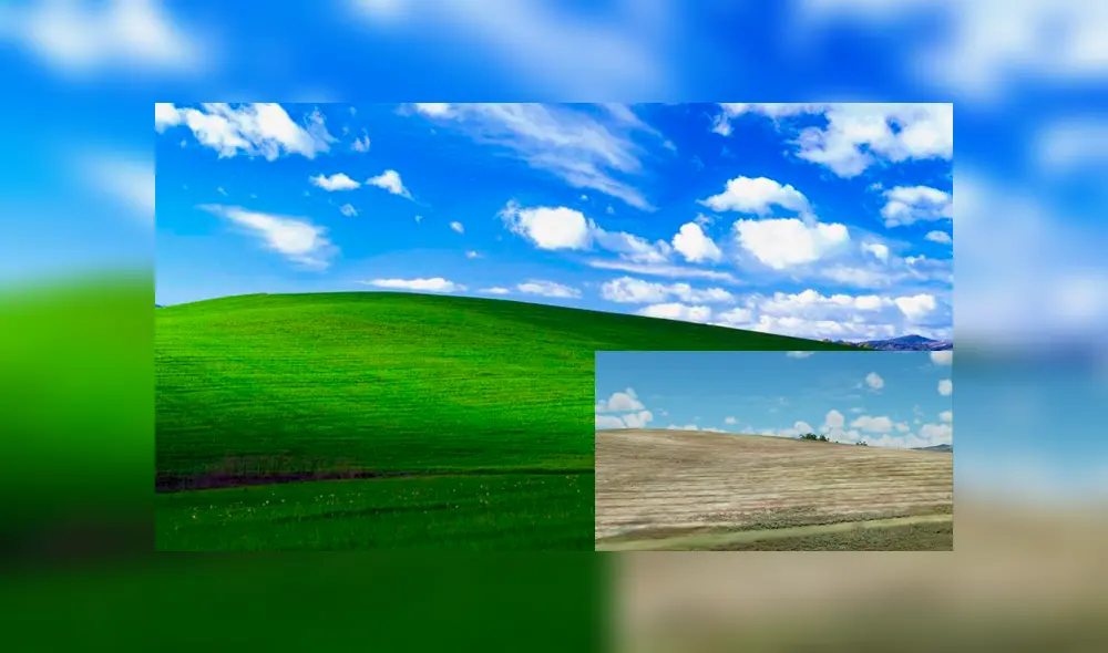 Encuentran len Microsoft Flight Simulator la pradera que se convirtió en el fondo de pantalla de Windows XP. Foto: composición La República. Encuentran len Microsoft Flight Simulator la pradera que se convirtió en el fondo de pantalla de Windows XP. Foto: composición La República.
