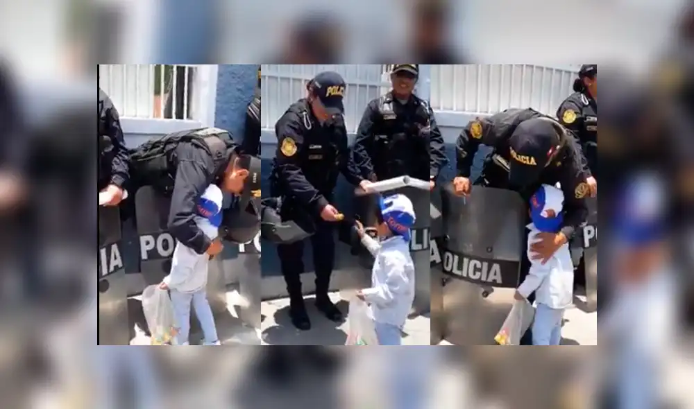 Facebook: niño regala golosinas a policías para que sigan luchando contra la delincuencia [VIDEO]