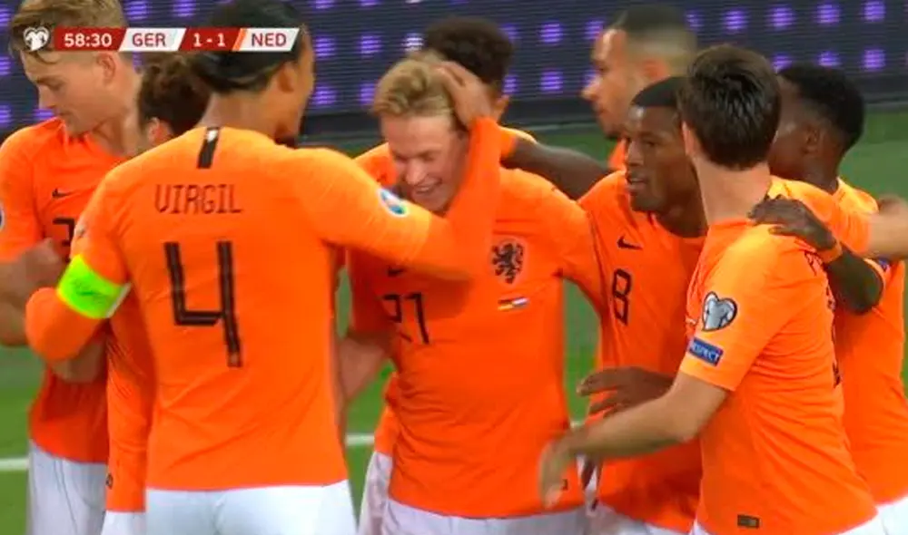 Frenkie De Jong y un autogol de Jonathan Tah pusieron arriba en el resultado a Holanda sobre Alemania en partido correspondiente a las Eliminatorias rumbo a la Euro 2020. Frenkie De Jong y un autogol de Jonathan Tah pusieron arriba en el resultado a Holanda sobre Alemania en partido correspondiente a las Eliminatorias rumbo a la Euro 2020.