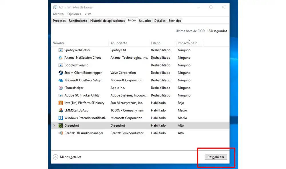Pulsa Inicio y luego desactiva los programas poco importantes. Foto: La República