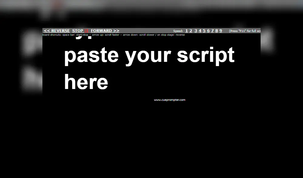 3. Puedes poner el teleprompter a pantalla completa y cambiar la velocidad. Foto: Captura.
