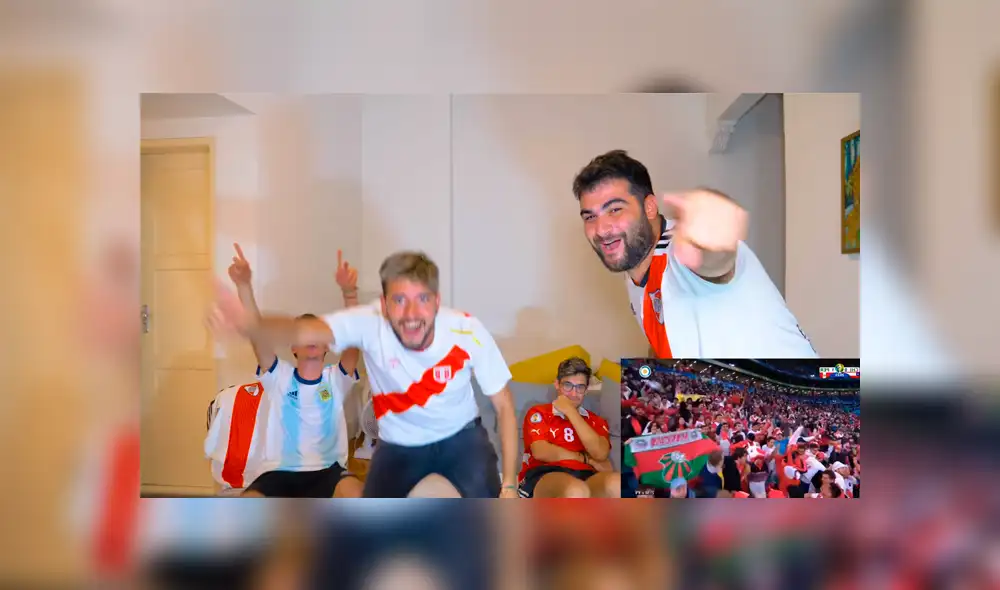 El grupo de jóvenes argentinos, conocidos como 'Los Displicentes' tuvieron una emotiva reacción al partido entre Perú y Chile.