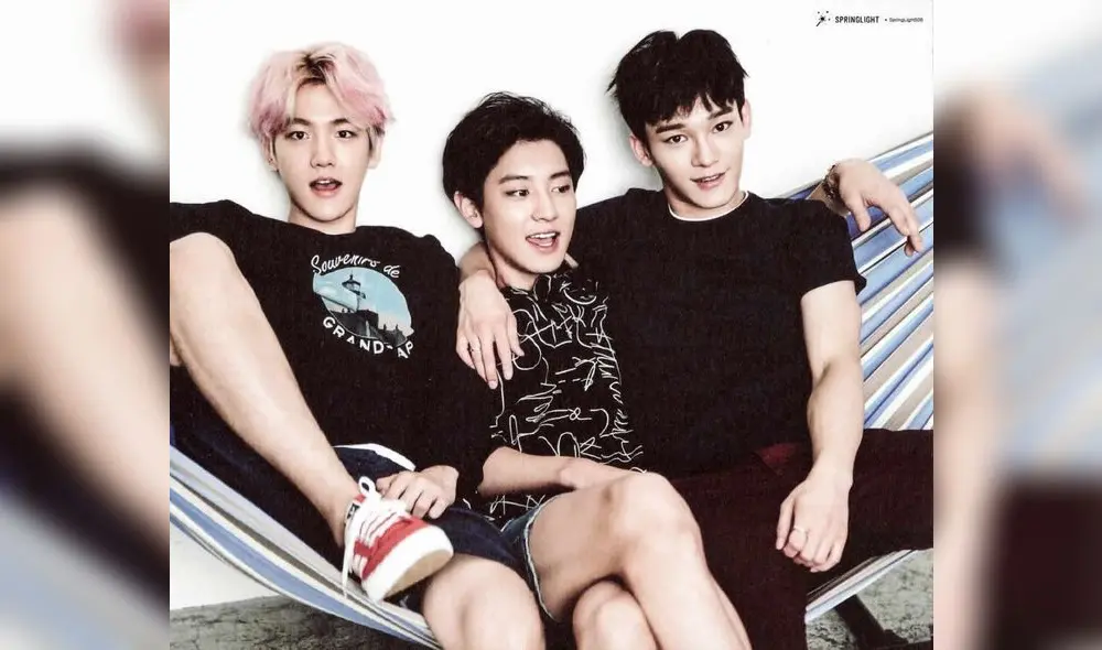 Baekhyun, Chanyeol y Chen de EXO.