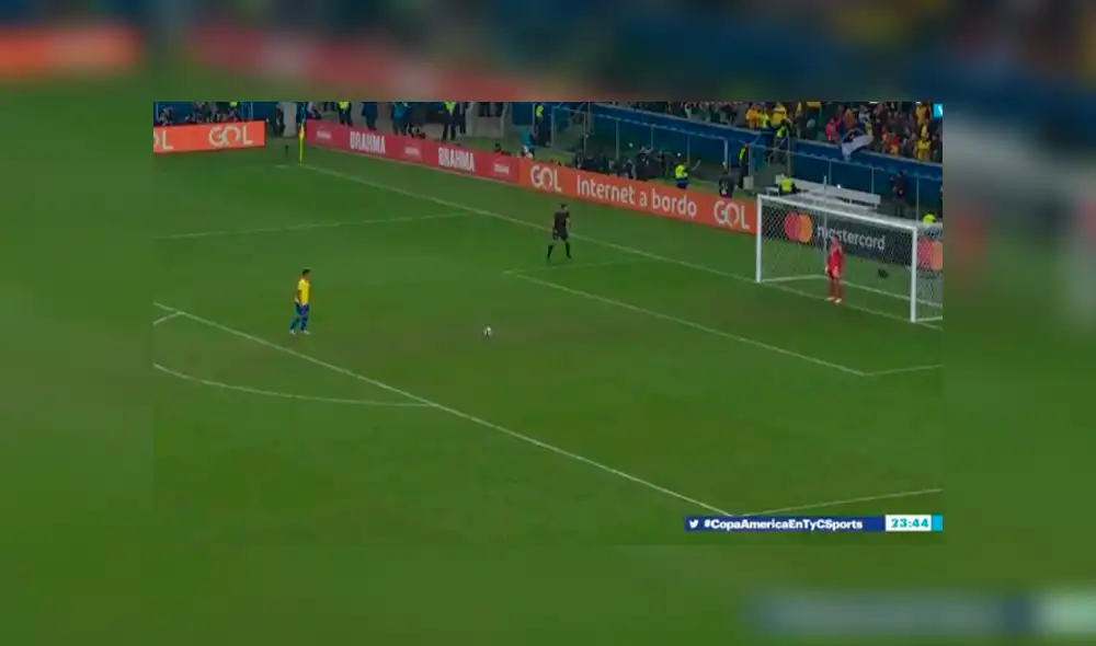 Copa América 2019: luces se apagaron en el penal de Gabriel Jesús que le dió la clasificación a Brasil. Foto: Captura de TV