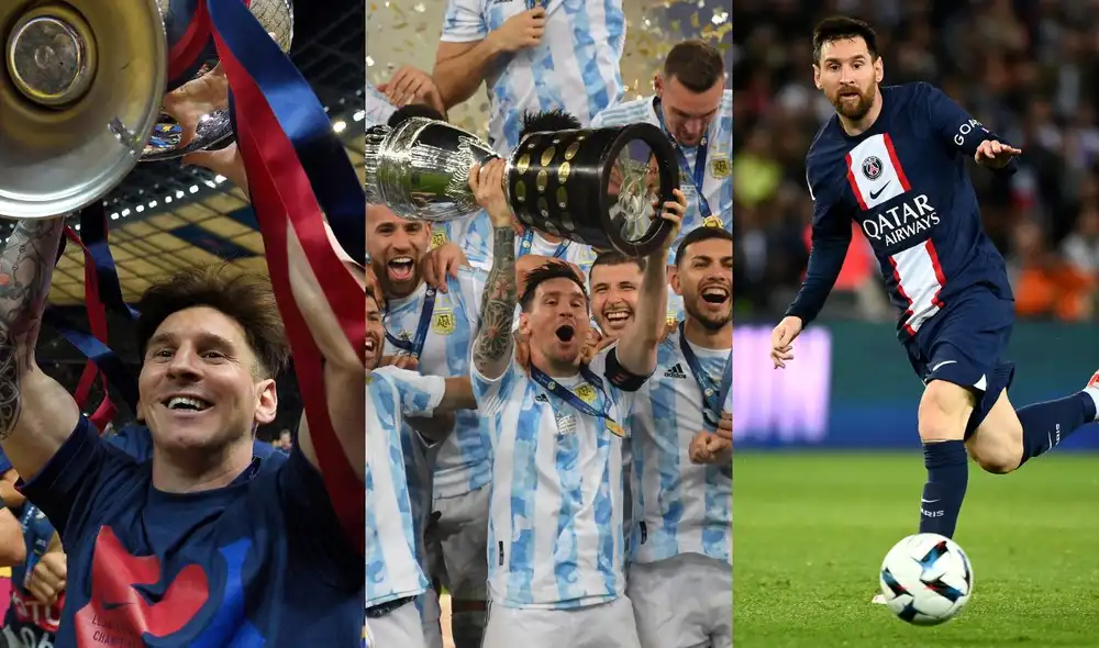 Lionel Messi es uno de los jugadores con más trofeos colectivos ganados en la historia del fútbol. Foto: Composición LR/AFP Lionel Messi es uno de los jugadores con más trofeos colectivos ganados en la historia del fútbol. Foto: Composición LR/AFP