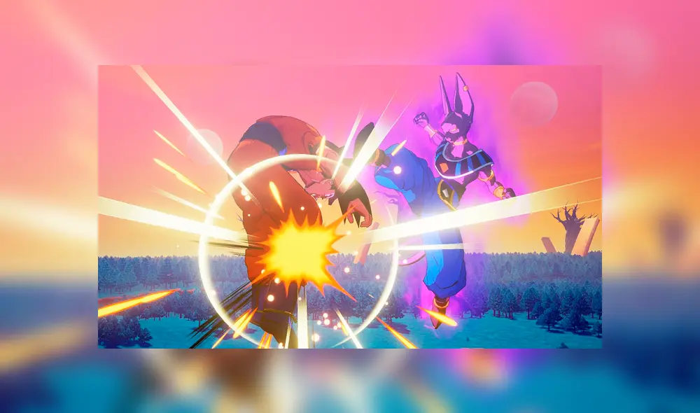 Beerus vs Goku en Dragon Ball Z Kakarot.