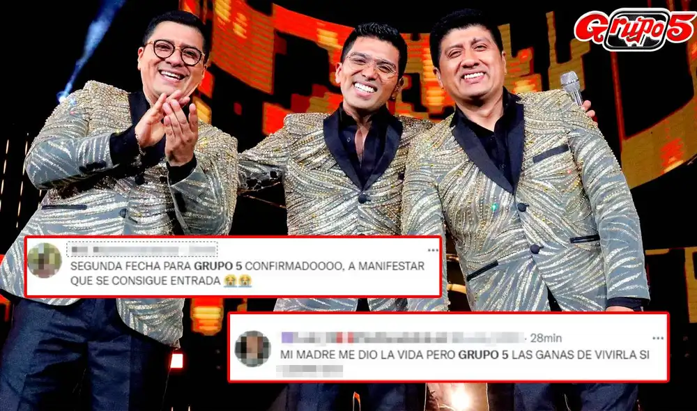 Fans aplauden anuncio de la segunda fecha para el show del Grupo 5. Foto: Instagram/Twitter