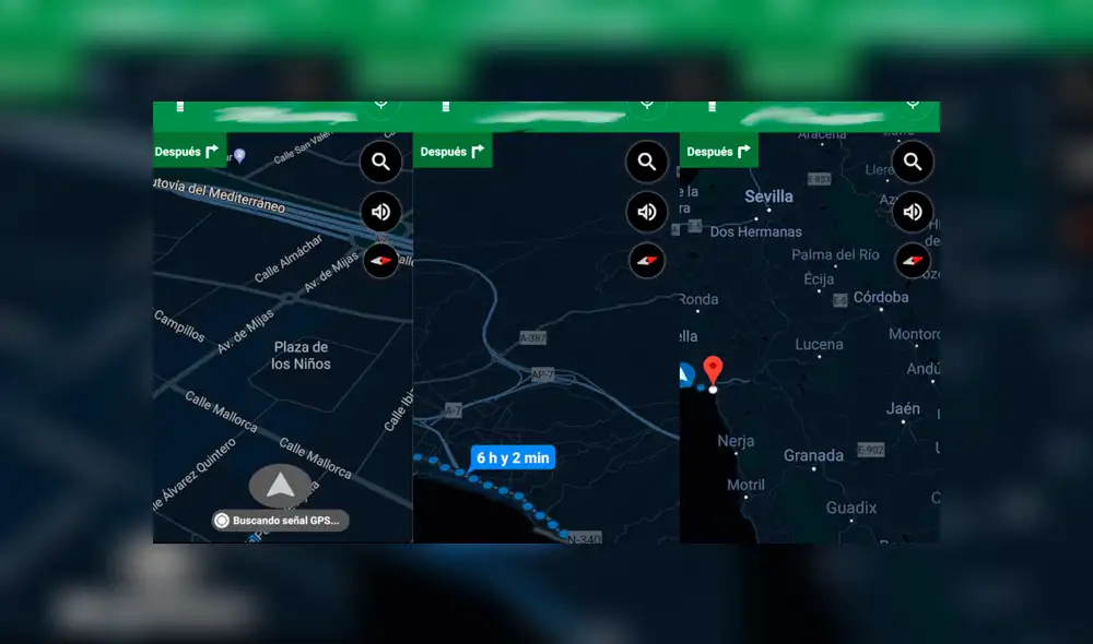 La sección de configuración y todos los menús de Google Maps serán gris con el modo oscuro. Foto: El Androide Libre.
