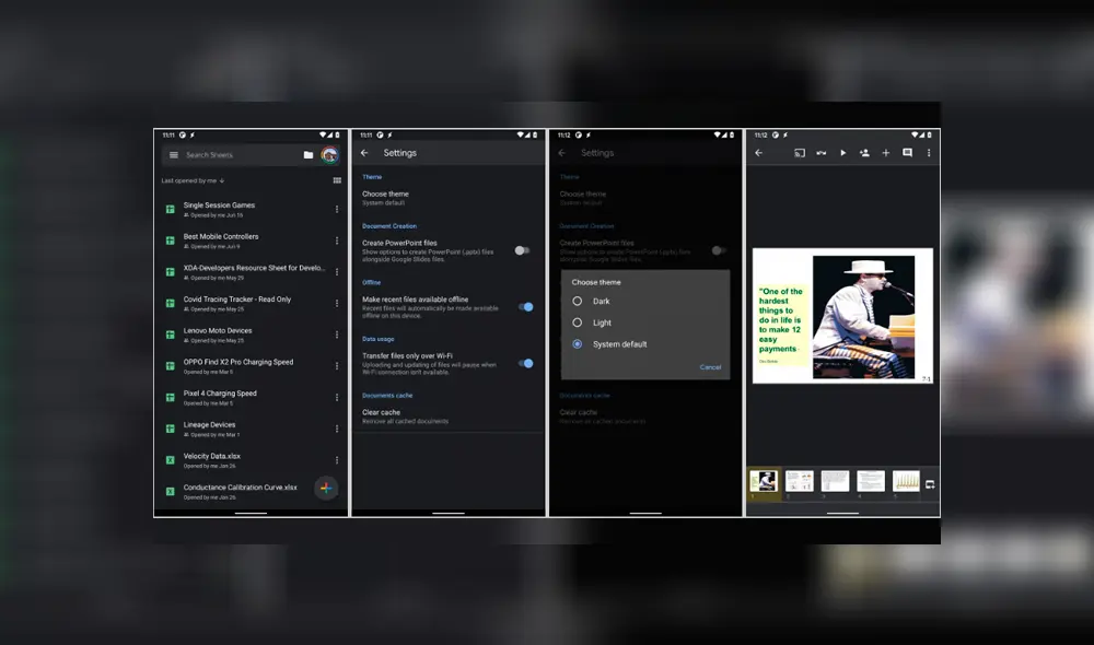 El modo oscuro llegará paulatinamente a todos los equipos Android (con Android 10).