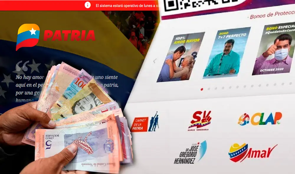 Entérate cómo obtener el dinero de los bonos del Sistema Patria en Venezuela. Foto: composición LR / AFP / Patria