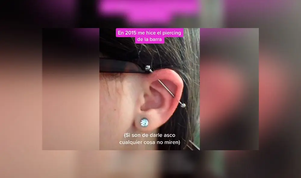 Desliza las imágenes para ver lo que pasó con esta joven y el piercing que se hizo en la oreja. Foto: Luna Fernández/TikTok Desliza las imágenes para ver lo que pasó con esta joven y el piercing que se hizo en la oreja. Foto: Luna Fernández/TikTok