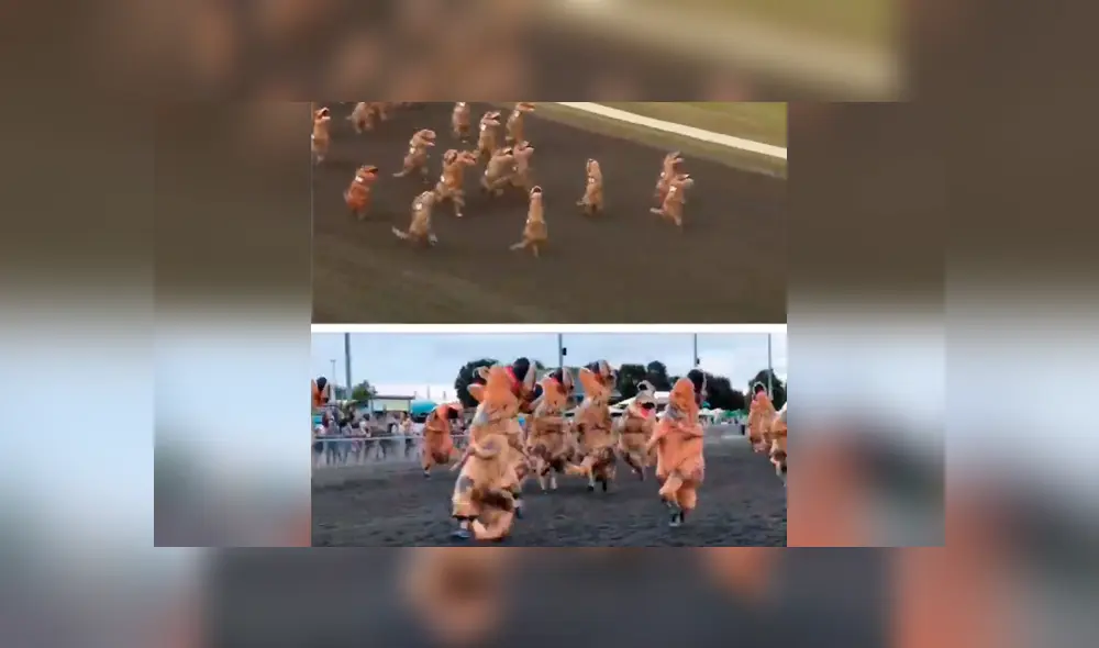 Las criaturas corrieron a lo largo de un hipódromo divirtiendo a los asistentes. Foto: captura