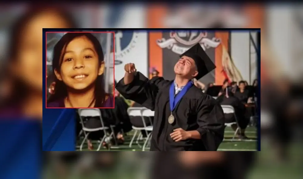 Michael Becerril en su graduación de preparatoria dedicándole su logro a Jenny Estrada. Foto: composición Michael Becerril en su graduación de preparatoria dedicándole su logro a Jenny Estrada. Foto: composición