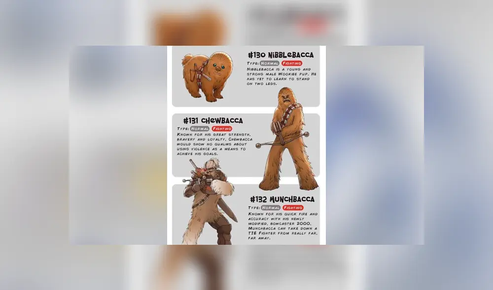Chewbacca obtiene pre-evolución y evolución como si fuese un Pokémon.