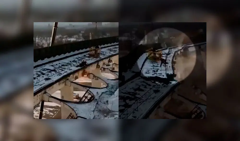 Derrumbe de un complejo deportivo en San Petersbugo, Rusia. Foto: Captura