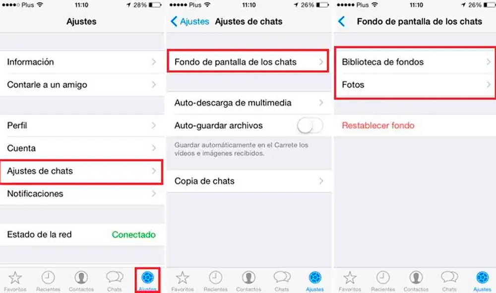 Poner fondo en tu chat de WhatsApp en un iPhone. (Fotos: Trecebits)