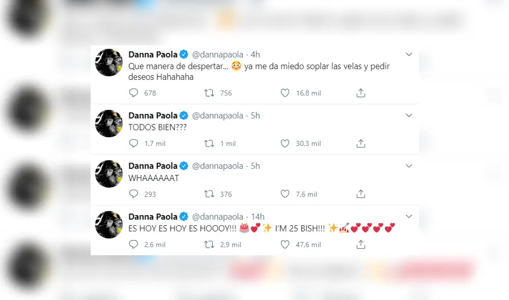 Publicación de Danna Paola ante el terremoto de México. Foto: captura twitter Danna Paola.