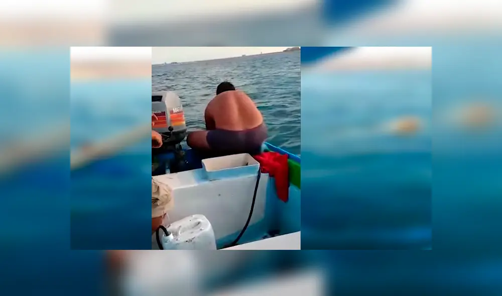 Hombres navegaban en alta mar a bordo de una lancha cuando se percataron de la desesperante situación del cachorro Hombres navegaban en alta mar a bordo de una lancha cuando se percataron de la desesperante situación del cachorro