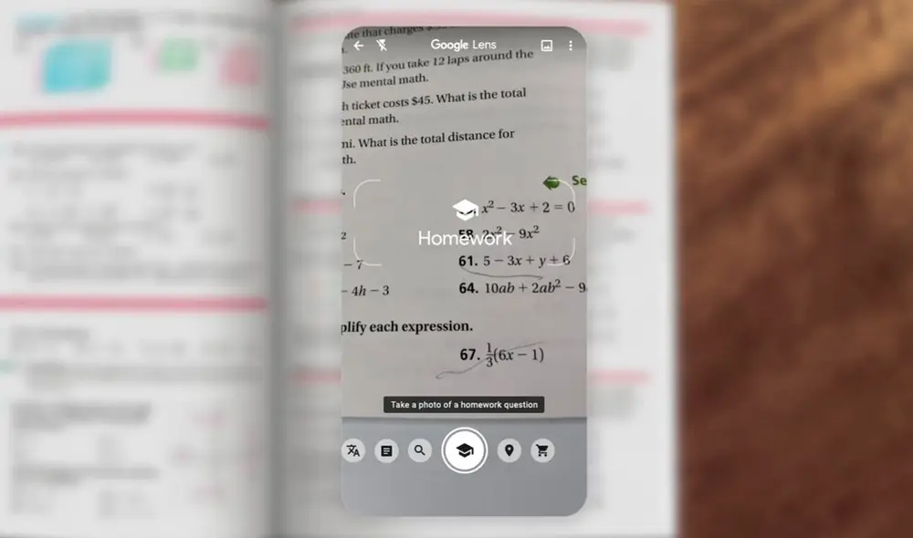 El nuevo filtro "Tarea" de Google Lens. | Foto: Google.