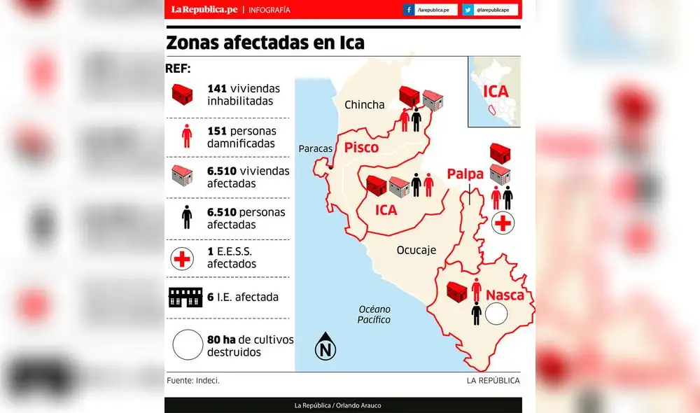 Zonas afectadas en Ica