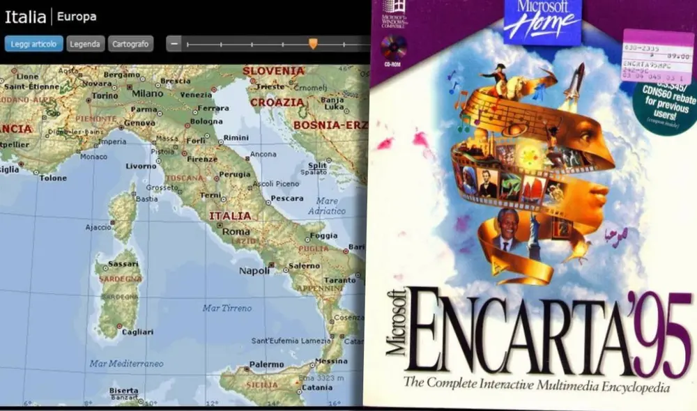¿Recuerdas Encarta? La enciclopedia solo duró 20 años como proyecto, pero fue clave para el cambio de hábitos en la búsqueda de información de referencias. Imagen: Microsoft/composición.