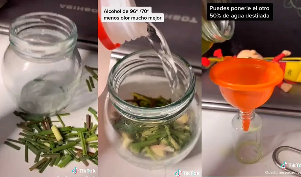 Desliza las imágenes para conocer un poco más sobre la preparación de este perfume de hierba luisa. Foto: captura de TikTok/danieltodista