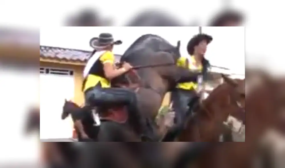 Facebook Viral: Reina de belleza en Colombia pasó terrible momento por culpa de caballo enamorado [VIDEO] 