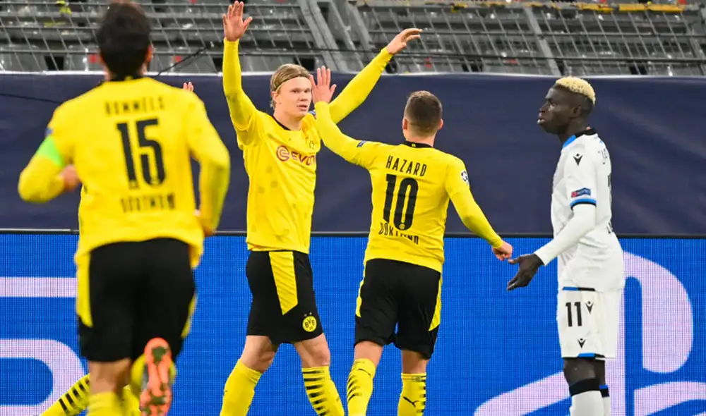 Borussia Dortmund derrotó a Brujas 3-0 por la jornada 4 del Grupo F de Champions League. Foto: AFP.