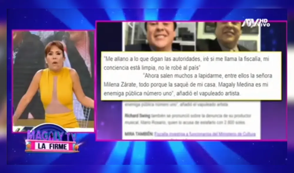 Magaly Medina encara a Richard Swing. Foto: captura Magaly Medina encara a Richard Swing. Foto: captura