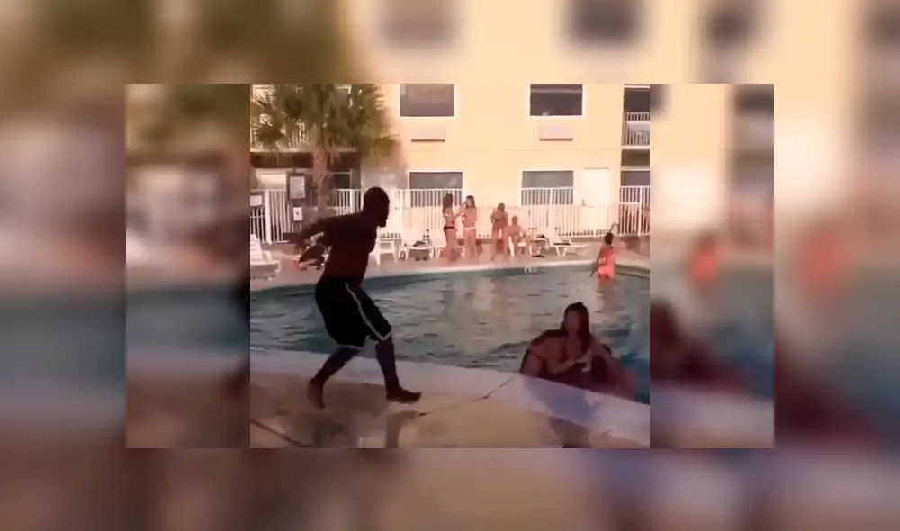 Facebook viral: intenta realizar pirueta en piscina, pero termina haciendo el ridículo [VIDEO]