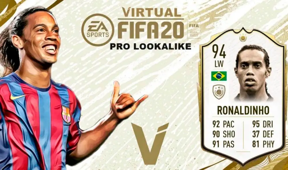 Ronaldinho aparece en el modo Ultimate Team en FIFA 20. Foto: Internet