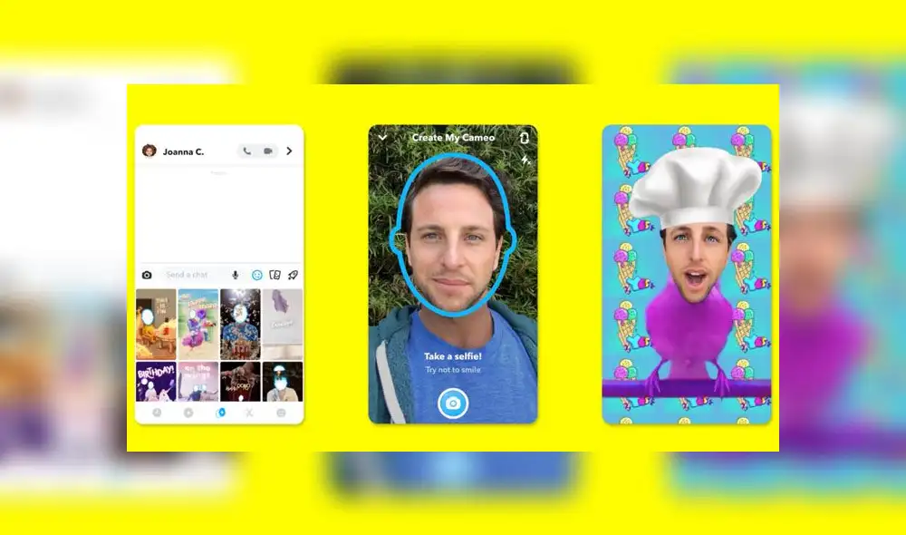 La nueva función de Snapchat son los Cameos.
